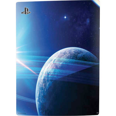 View of a Planet as it Looms in Close Orbit and with Rings PS5 Console Skin